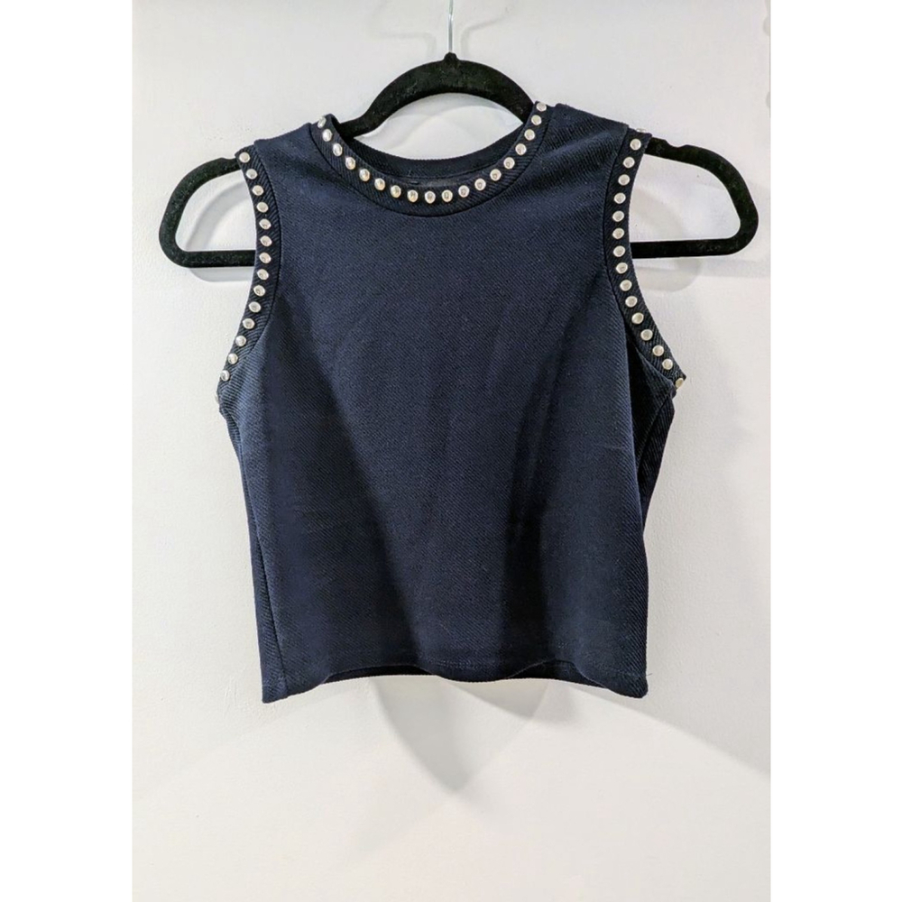 Zara Navy Silver Studded Tank Top S